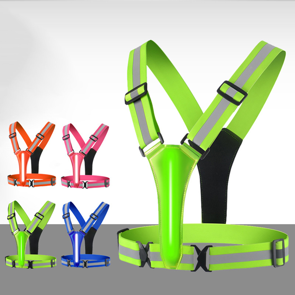 Reflective Cycling Vest - سترة ركض LED مع USB ،