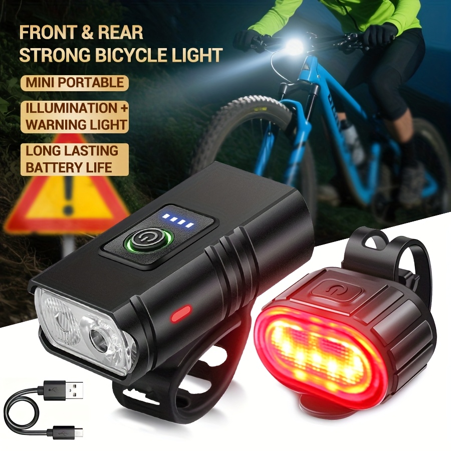 Cycling Gear Charging Station - مجموعة إضاءة أمامية وخلفية للدراجات، قابلة