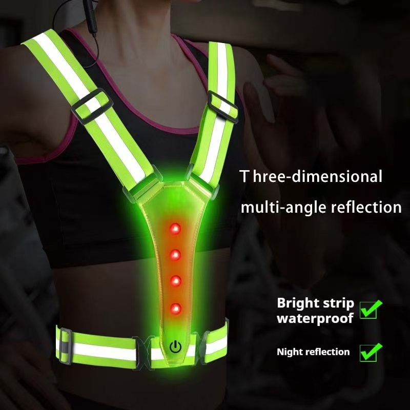 Reflective Cycling Vest - LED تشغيل سترة عاكسة متوهجة عاكس