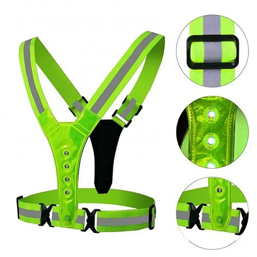LED تشغيل سترة عاكسة متوهجة عا - مراجعة Reflective Cycling Vest وسعره