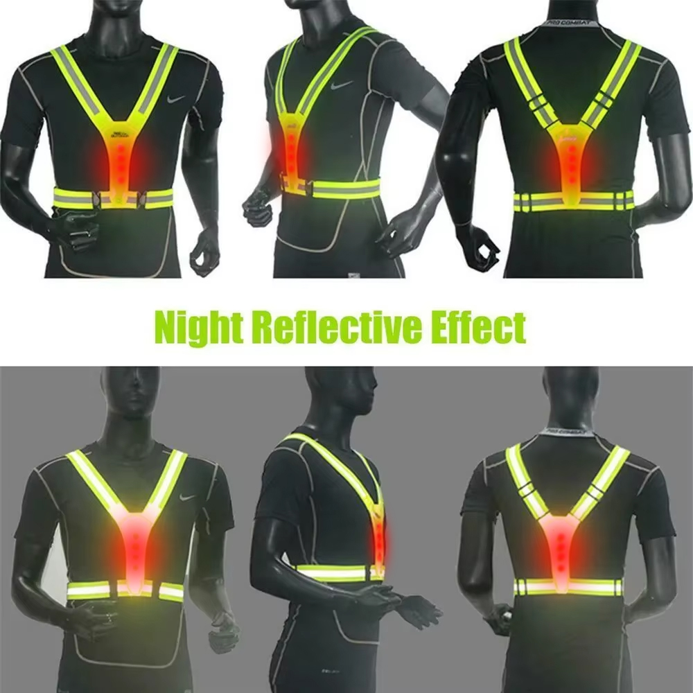 LED تشغيل سترة عاكسة متوهجة عا - مراجعة Reflective Cycling Vest وسعره